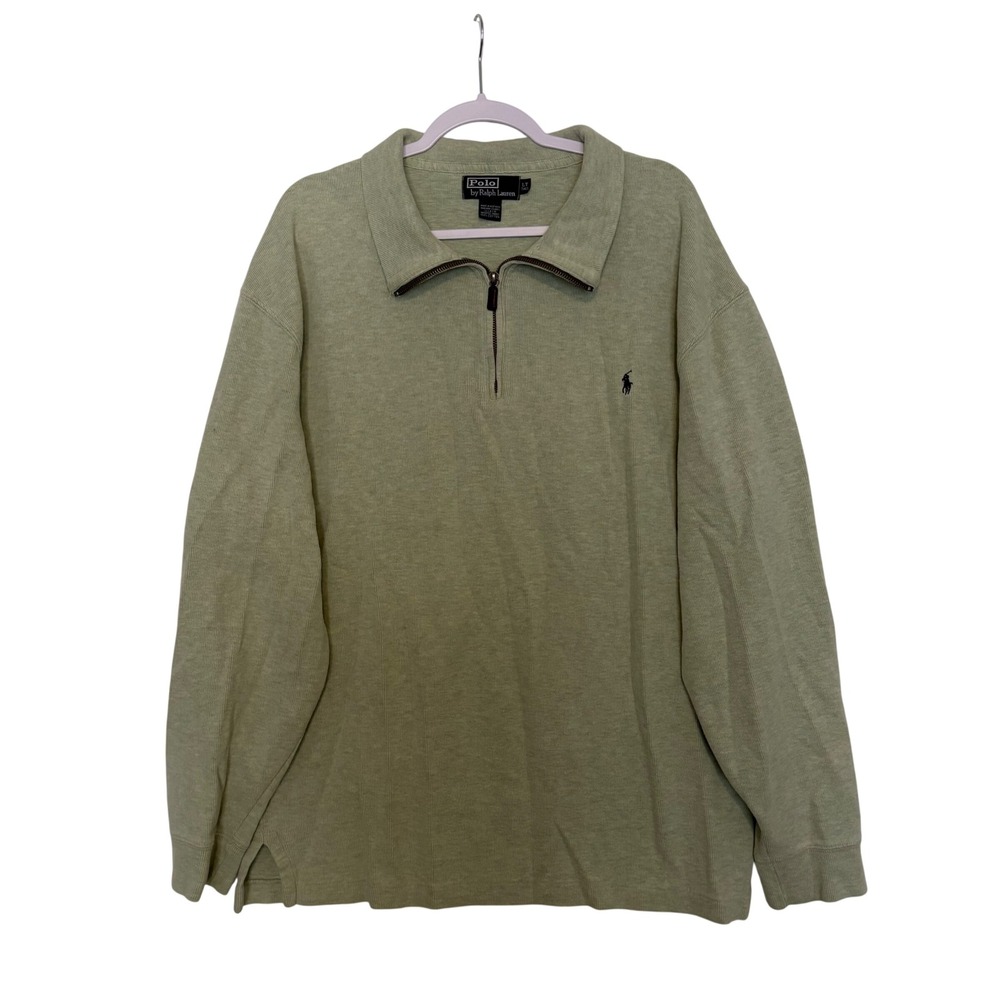 Vtg Polo Ralph Lauren 1/4 Zip Pullover Mens L Tall Sage Green Northern Mariana